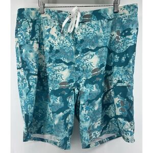 Huk Fishing Board Shorts Kryptek Obscura Teal Blue Tagged 40 Meas 42 11" In